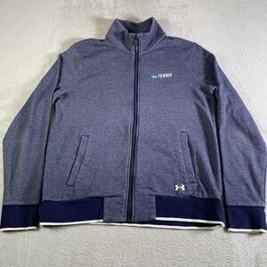 Under Armour Jacket Womens Large Blue Full Zip NCAA Tennis Track Warmup Loose